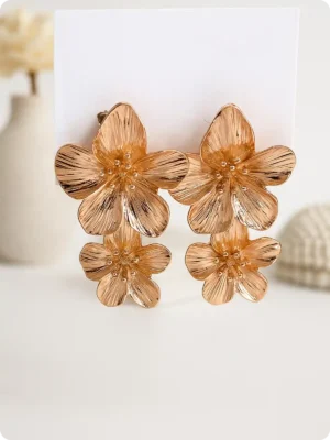 Chic Double Flower Dangle Earrings