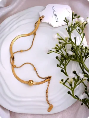 Stylish Gold Plated Snake Chain Bracelet